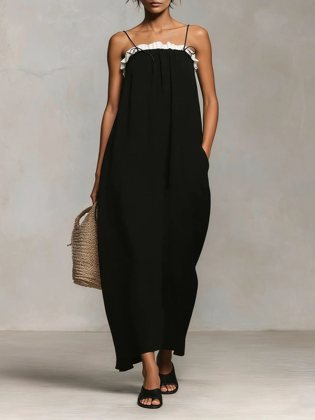 Mirelle™ | Robe longue à fines bretelles color block