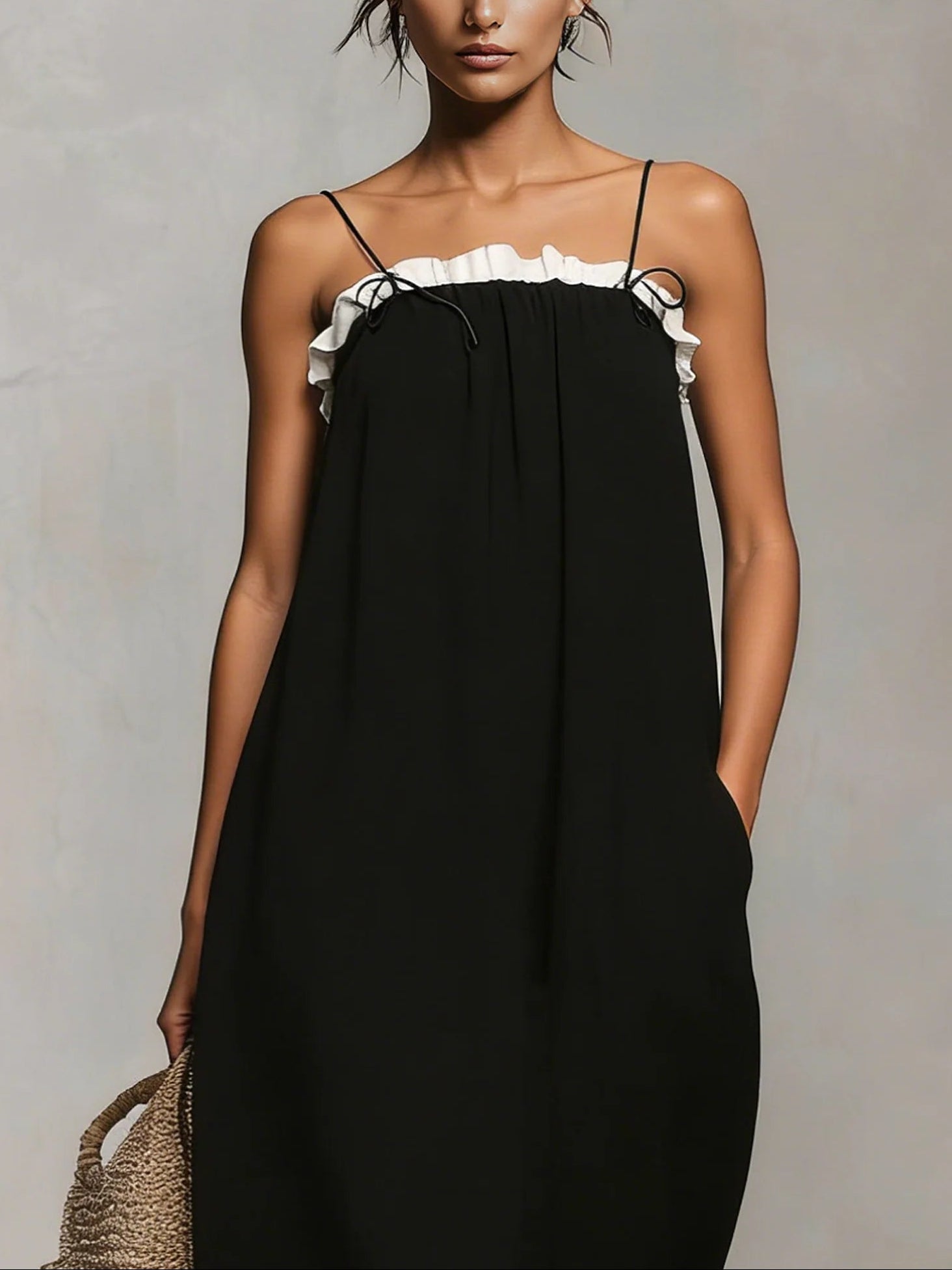 Mirelle™ | Robe longue à fines bretelles color block