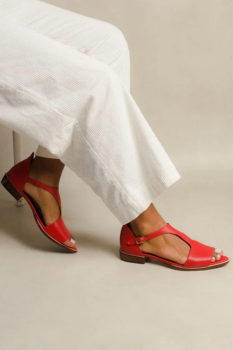 Bequeme Cut-Out Peeptoe Sandalen mit spitzem Zehenbereich und T-Riemen