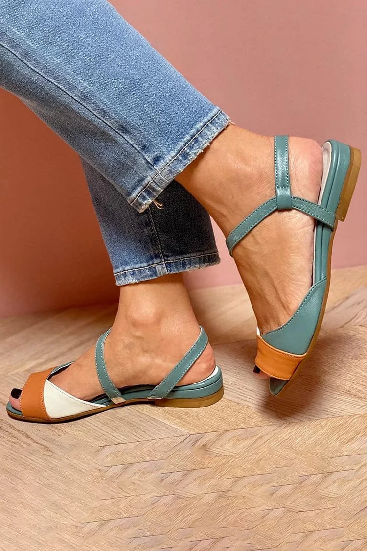 Sandales à bout ouvert avec bride arrière et blocs de couleur