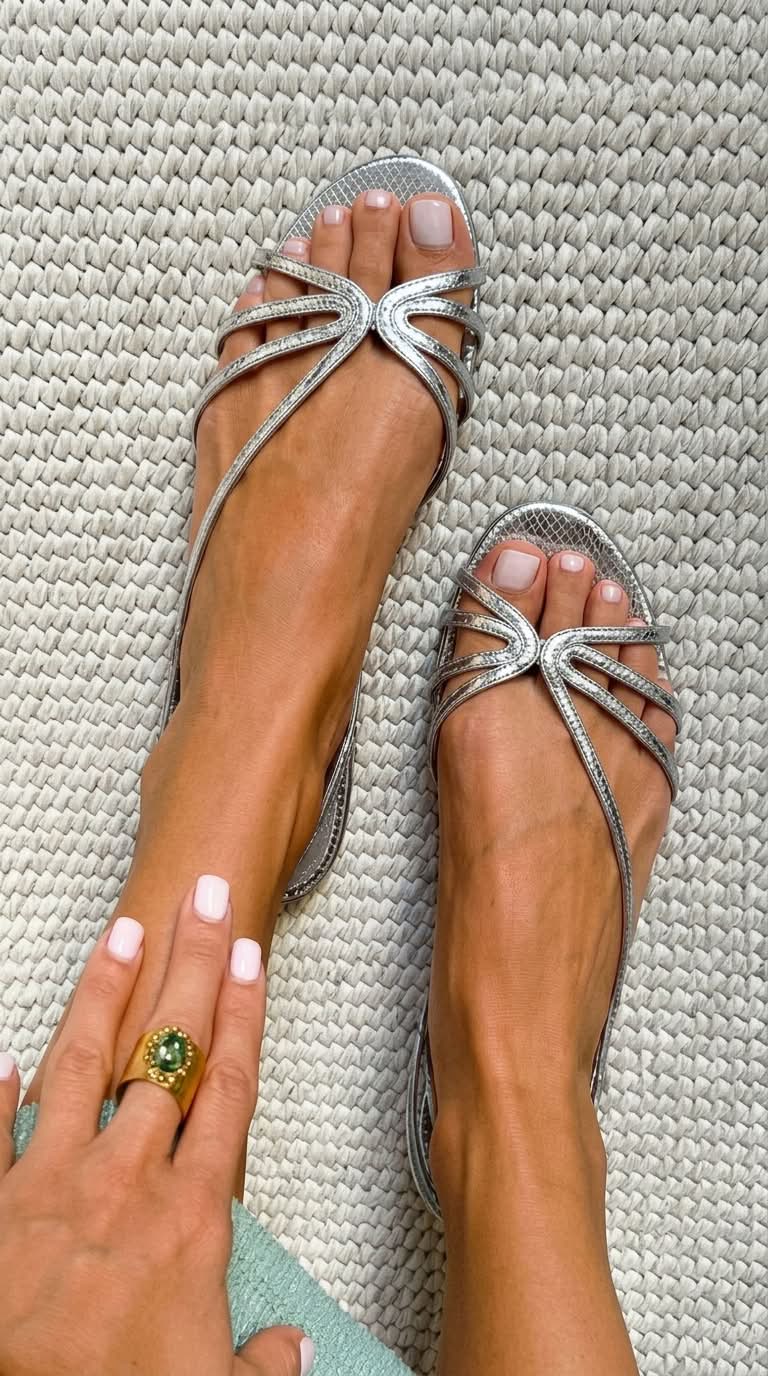 Sandales effet peau de serpent avec brides métallisées