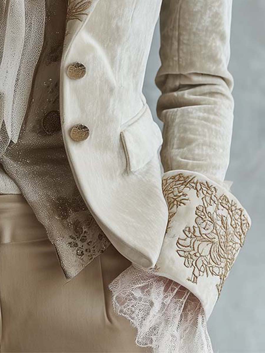 Constance | Embroidered Ivory Blazer