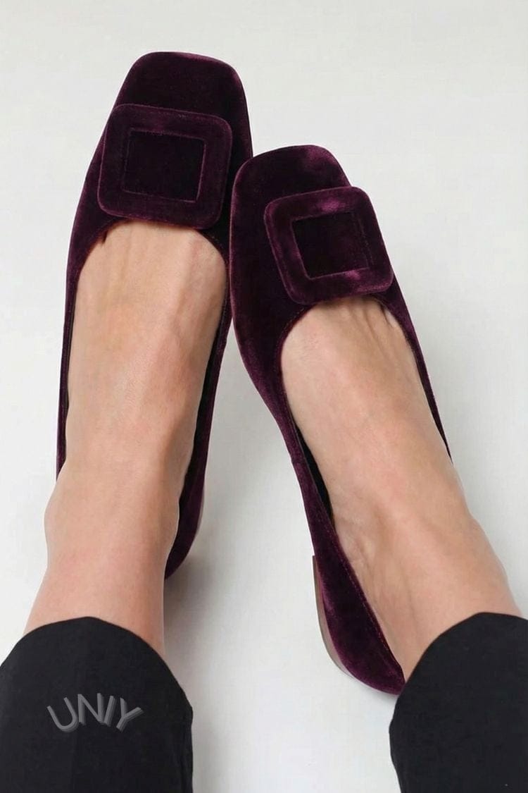 Ballerines Velsche à bout carré et boucle