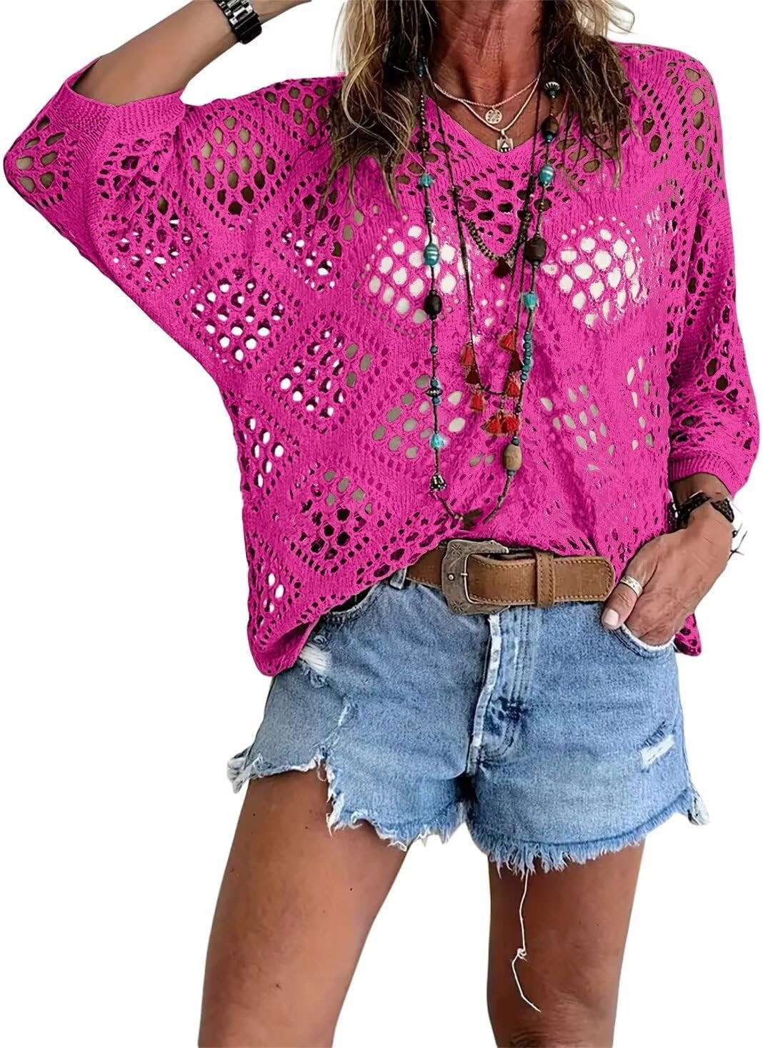 Marielle™ | Top bohème en crochet avec col V