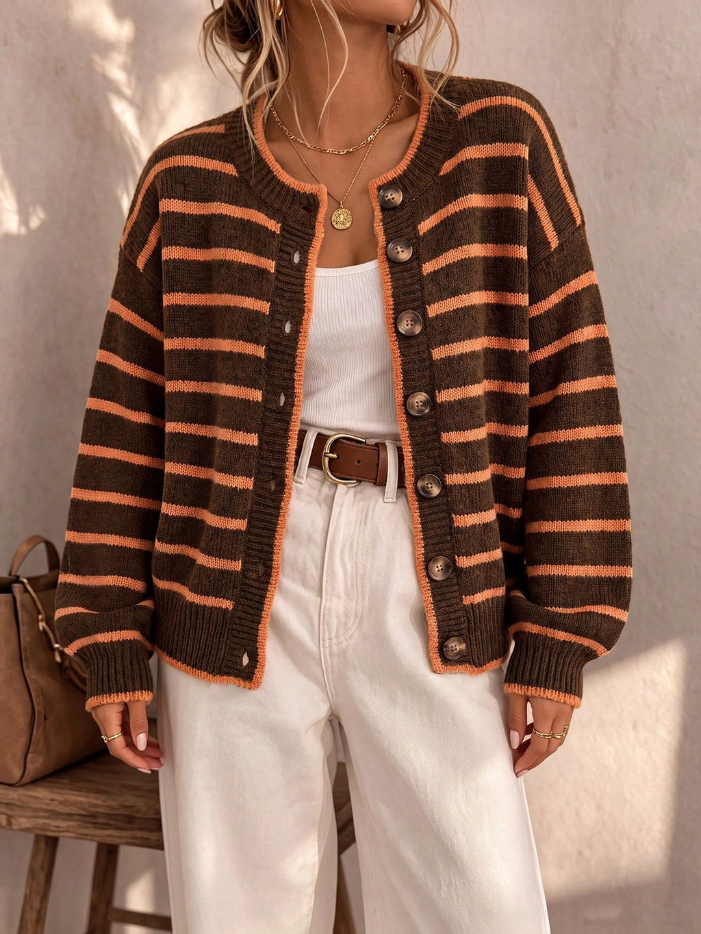 Céliane | Chic Striped Knit Cardigan
