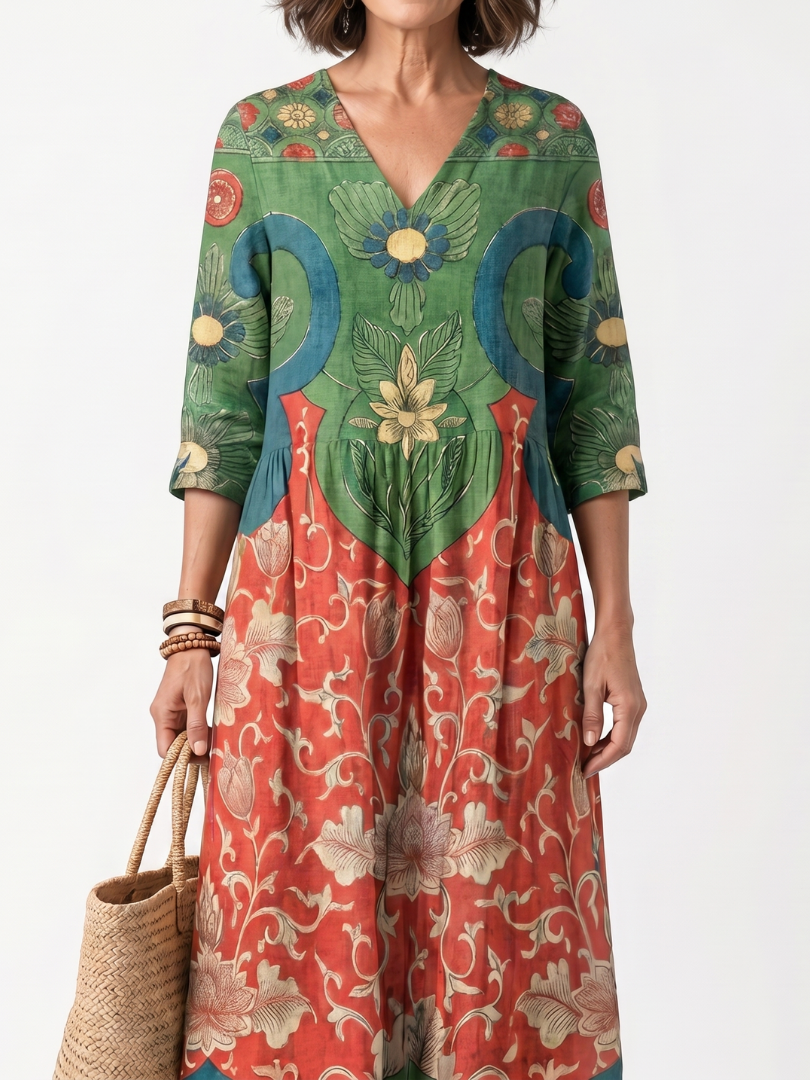 Sloane | Midi-Dress mit V-Ausschnitt