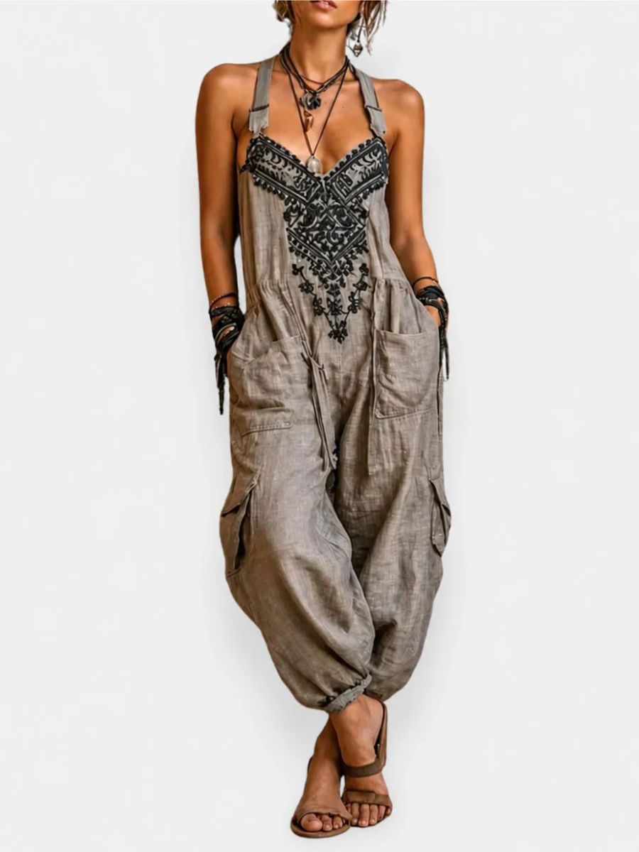Emma | Boho Latzhose mit praktischen Klapptaschen