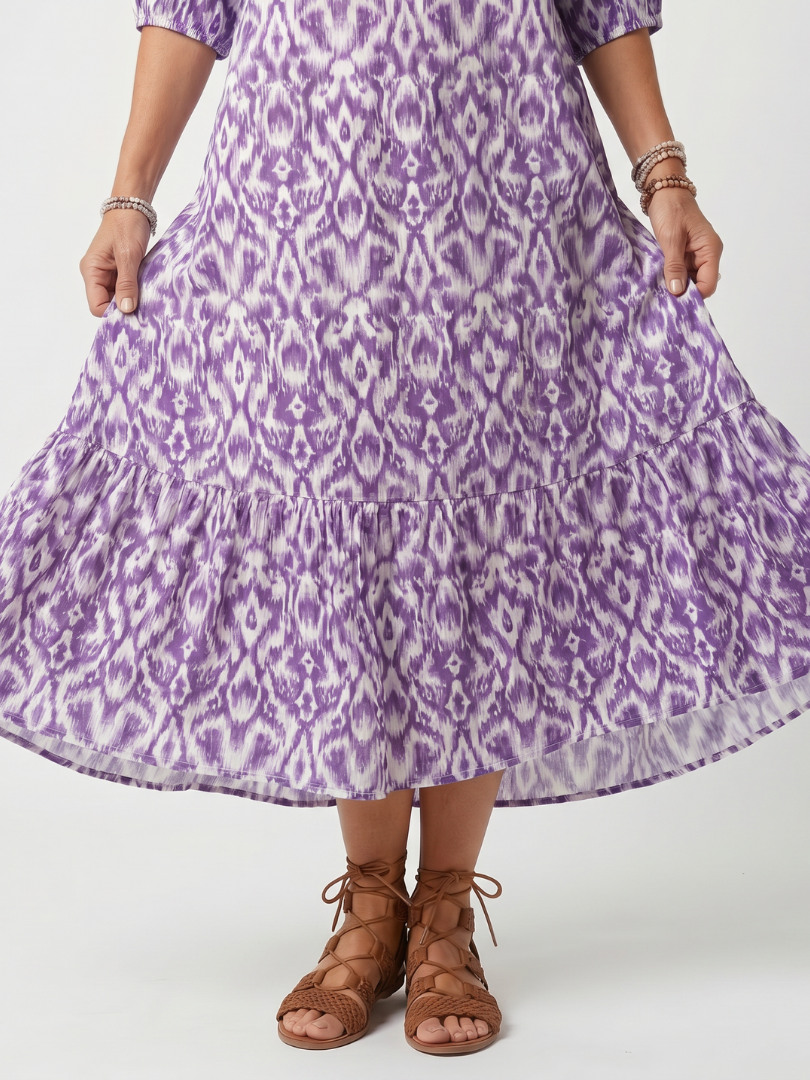 Penelope | Bedrucktes Midi-Kleid mit Knoten-Detail