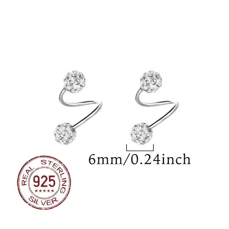 Zweifarbige Supersparkle Zirkonia Doppelspiral-Ohrringe aus Silber und Gold