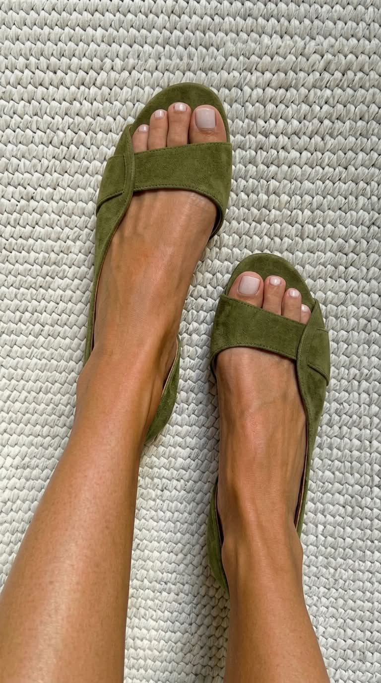 Sandales confortables à bride arrière en daim avec talon bas et bout ouvert