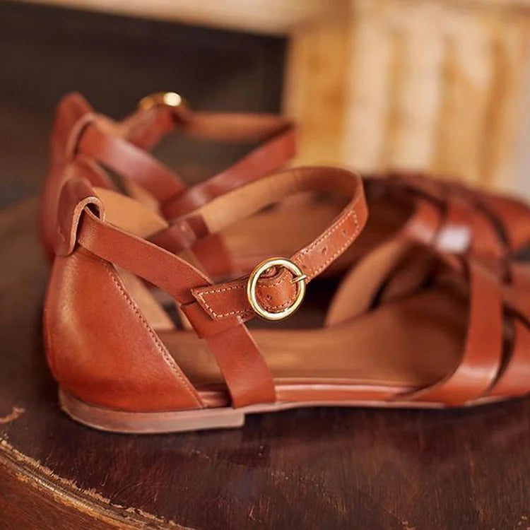 Einfarbige Cut-Out Peeptoe Sandalen mit Knöchelriemen und Schnallenverschluss