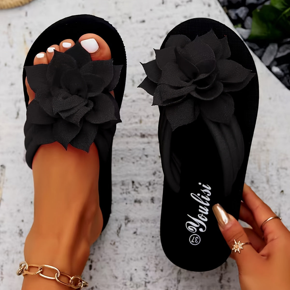 Sandrine Elegante Blüten Sandalen