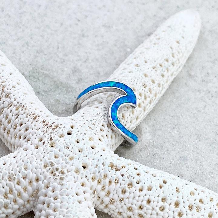 Silberner Wellenring mit Opal