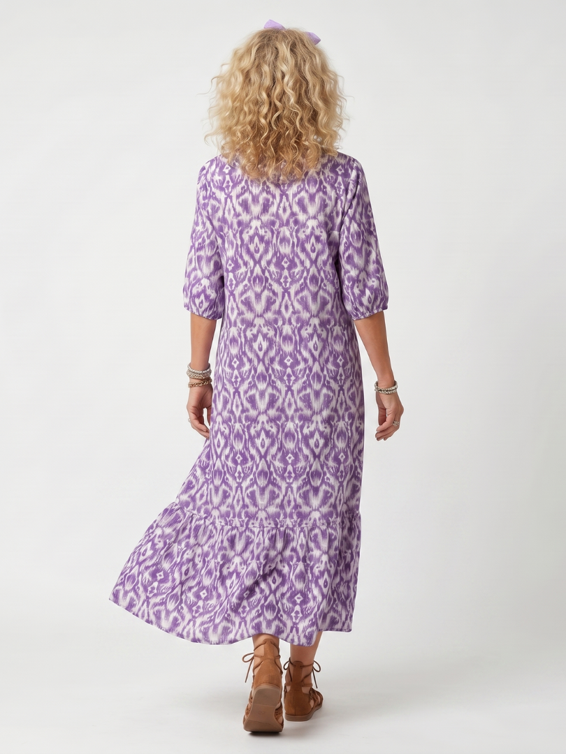 Penelope | Bedrucktes Midi-Kleid mit Knoten-Detail