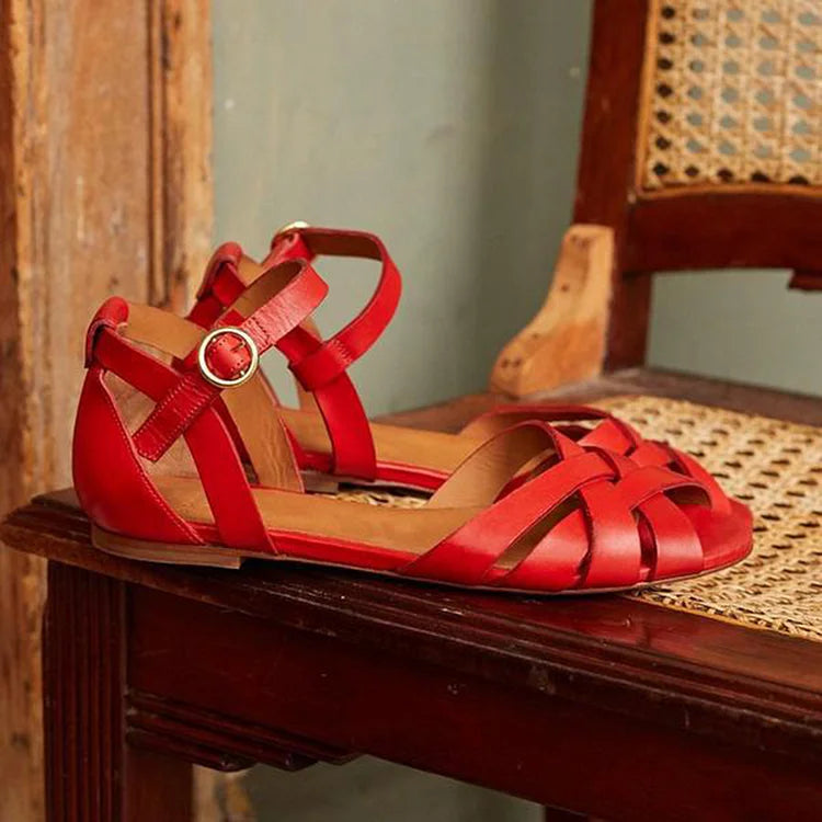 Einfarbige Cut-Out Peeptoe Sandalen mit Knöchelriemen und Schnallenverschluss