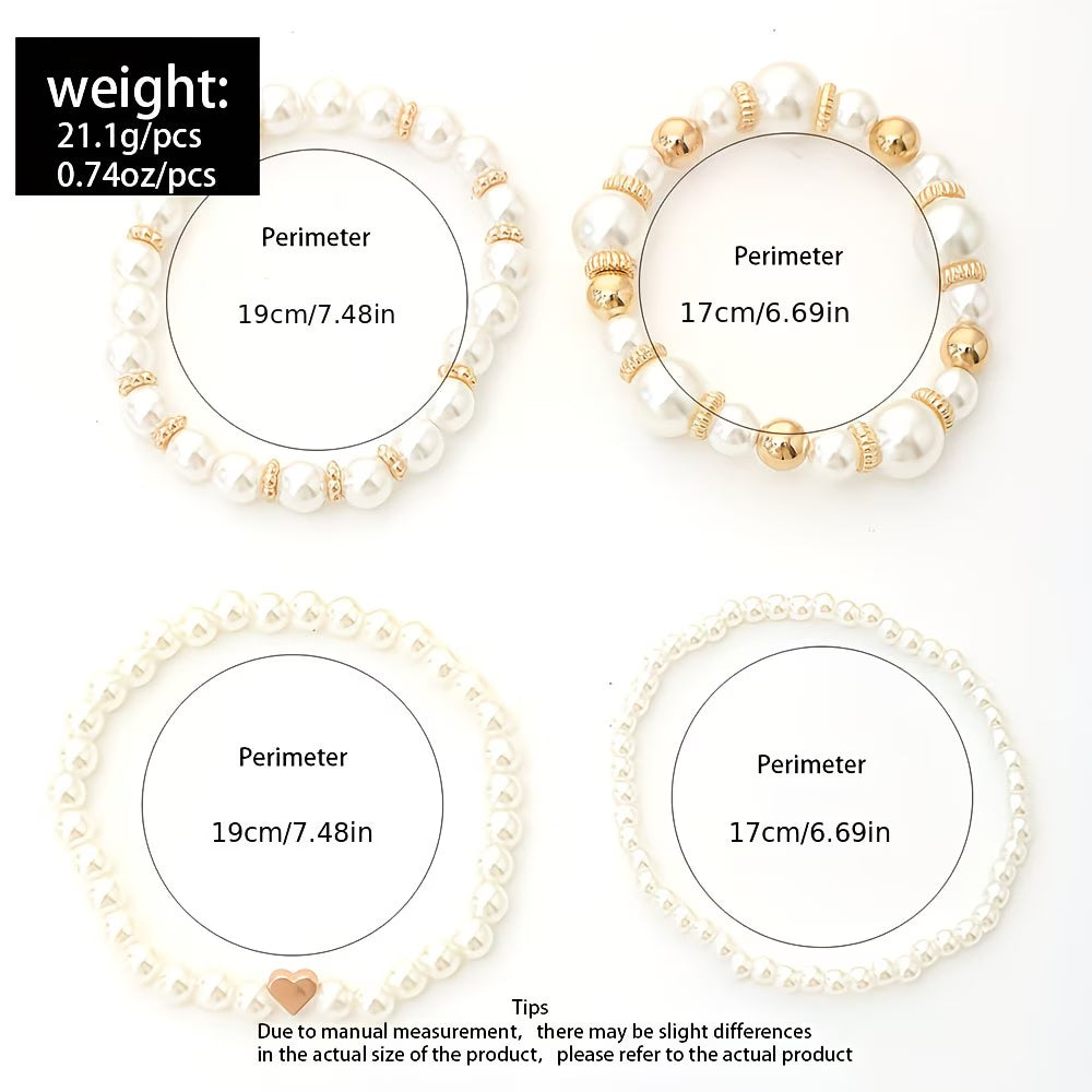 Perlen-Stapelarmband 4er-Set