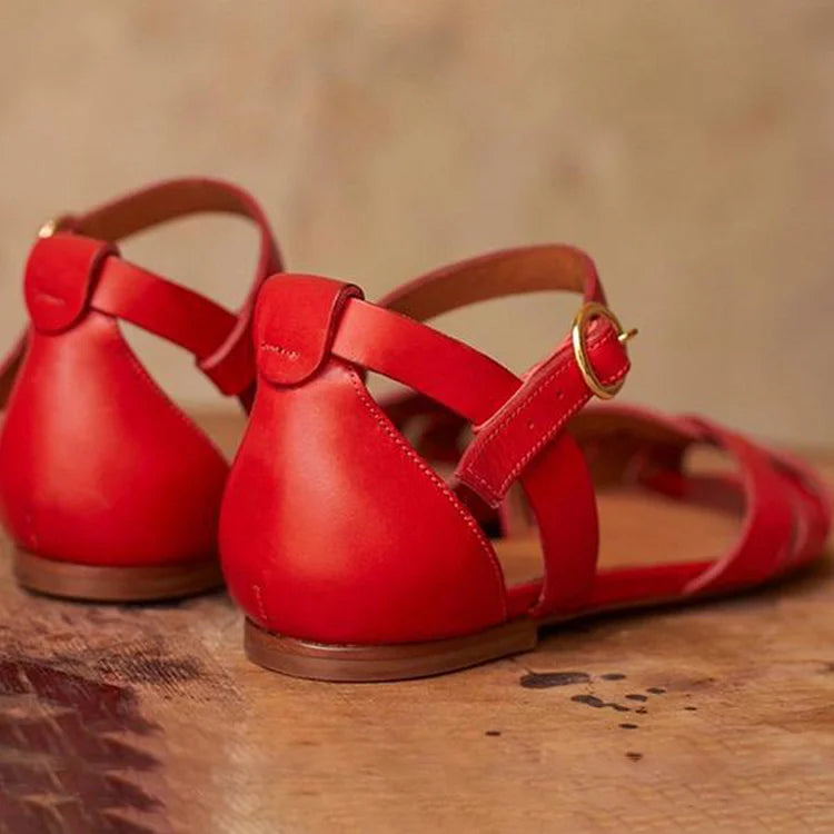 Einfarbige Cut-Out Peeptoe Sandalen mit Knöchelriemen und Schnallenverschluss