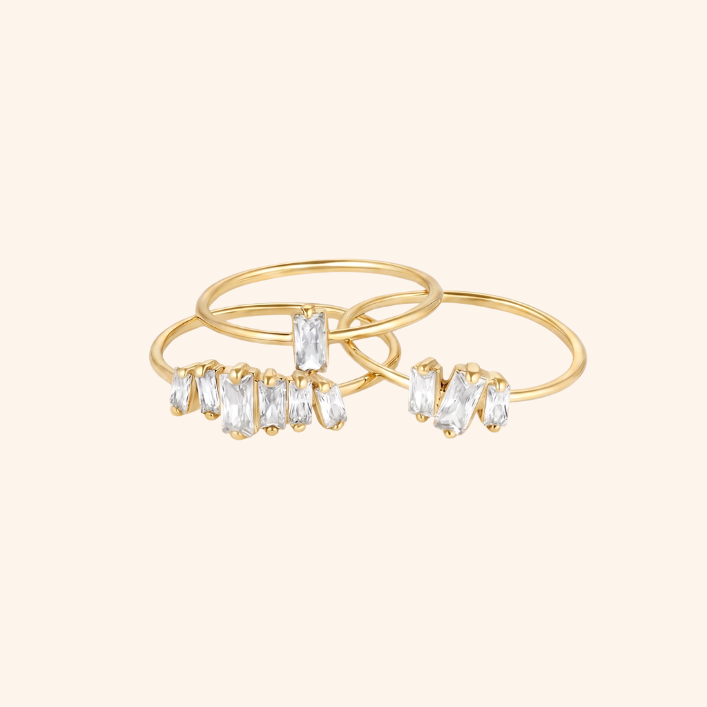 Lunaria™ - Elegantes Ring-Set mit Baguette-Design