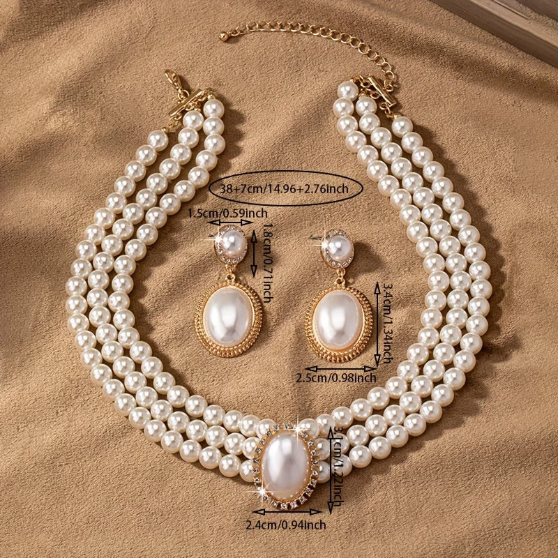 Klassisches Perlenstrang-Schmuckset