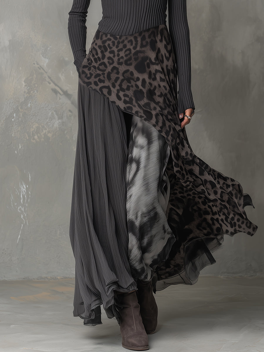 Martine | Robe longue bohème à imprimé léopard