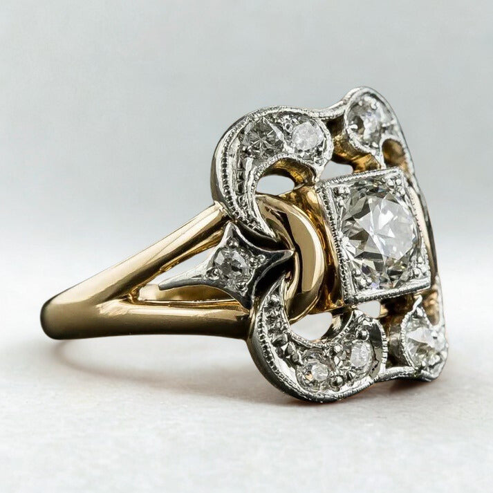 Vintage-Goldring mit Zirkonia-Steinen