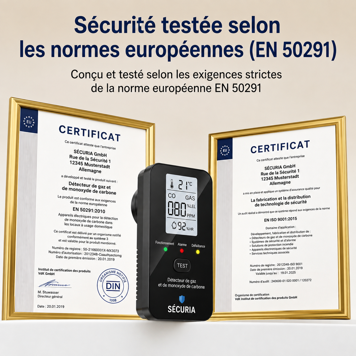 SÉCURIA™ | Détecteur de Sécurité 4-en-1