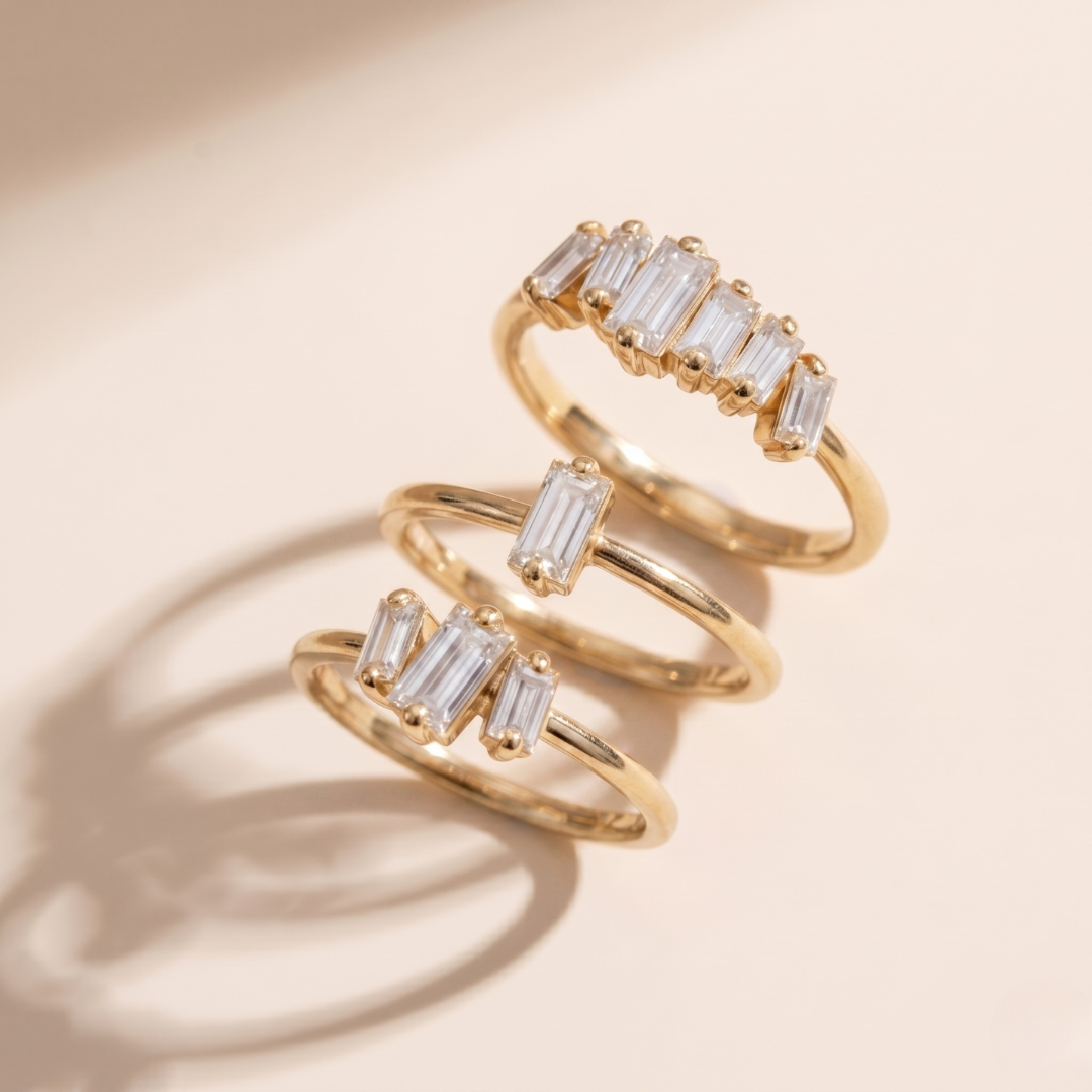Lunaria™ - Elegantes Ring-Set mit Baguette-Design