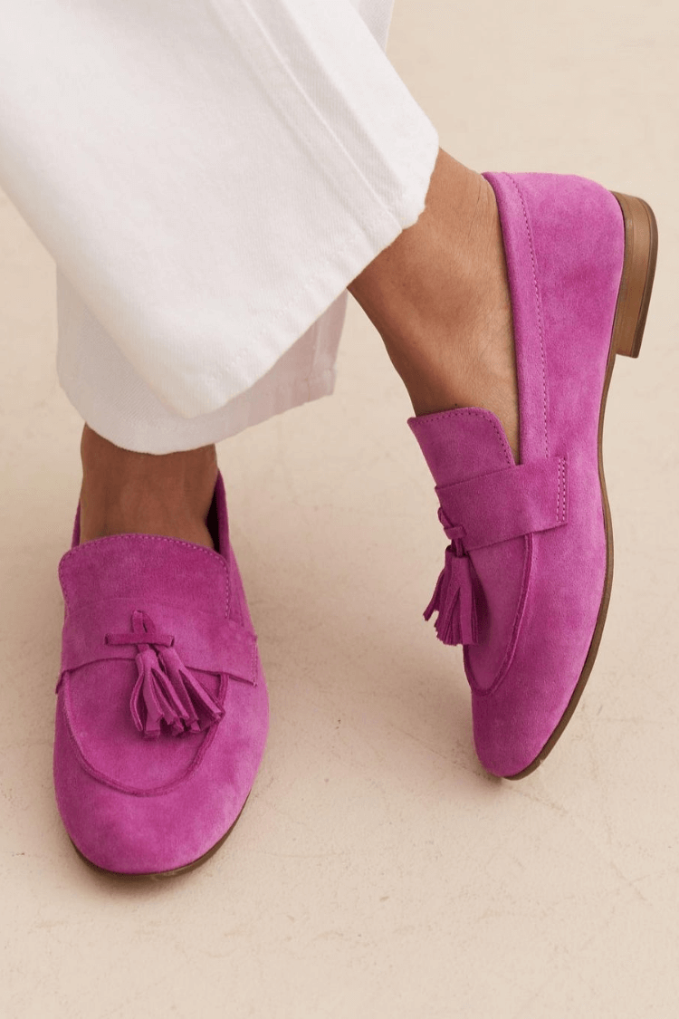 Magenta Wildleder Mokassins