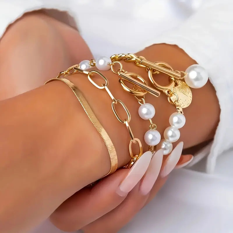 Luxuriöses geschichtetes Perlen-Armband-Set