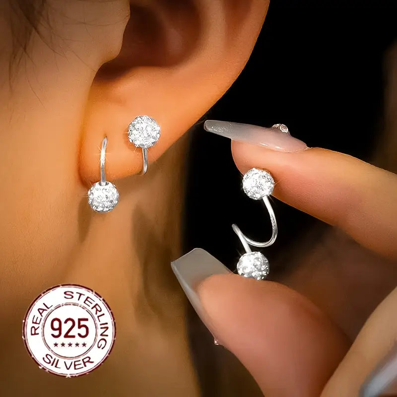 Zweifarbige Supersparkle Zirkonia Doppelspiral-Ohrringe aus Silber und Gold