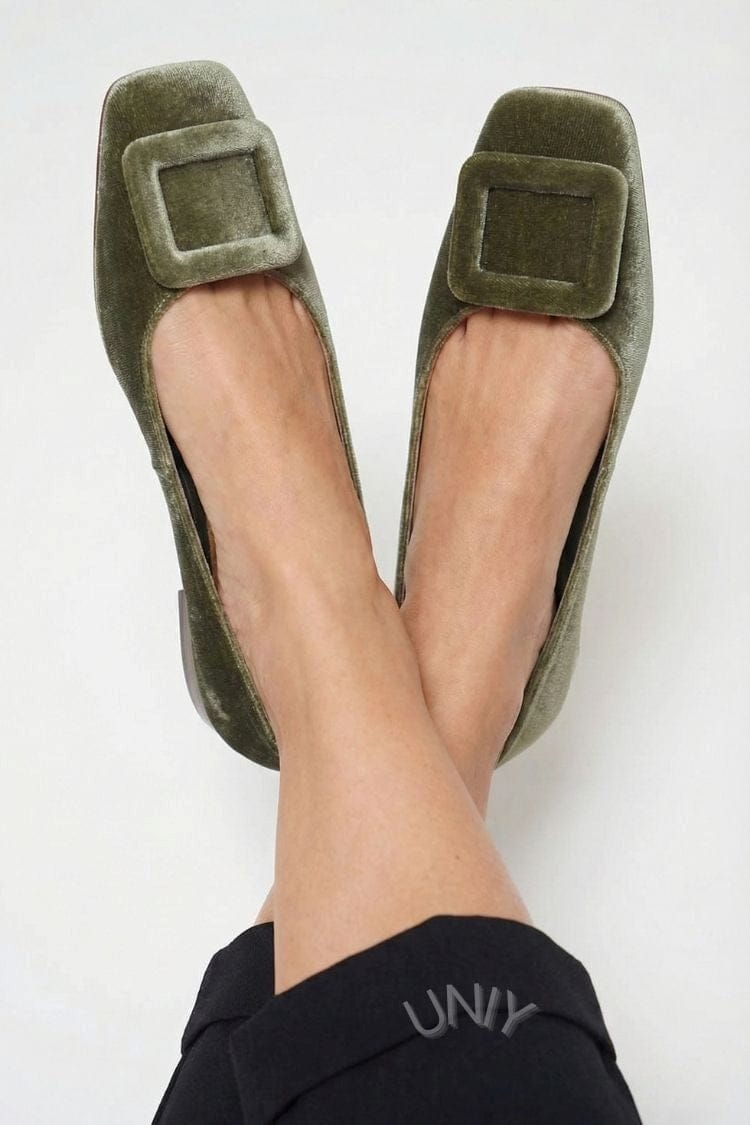 Ballerines Velsche à bout carré et boucle
