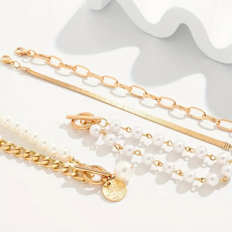 Luxuriöses geschichtetes Perlen-Armband-Set