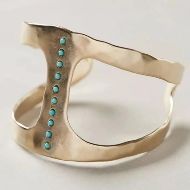 Vintage Offener Ring mit Eingebetteten Türkisen