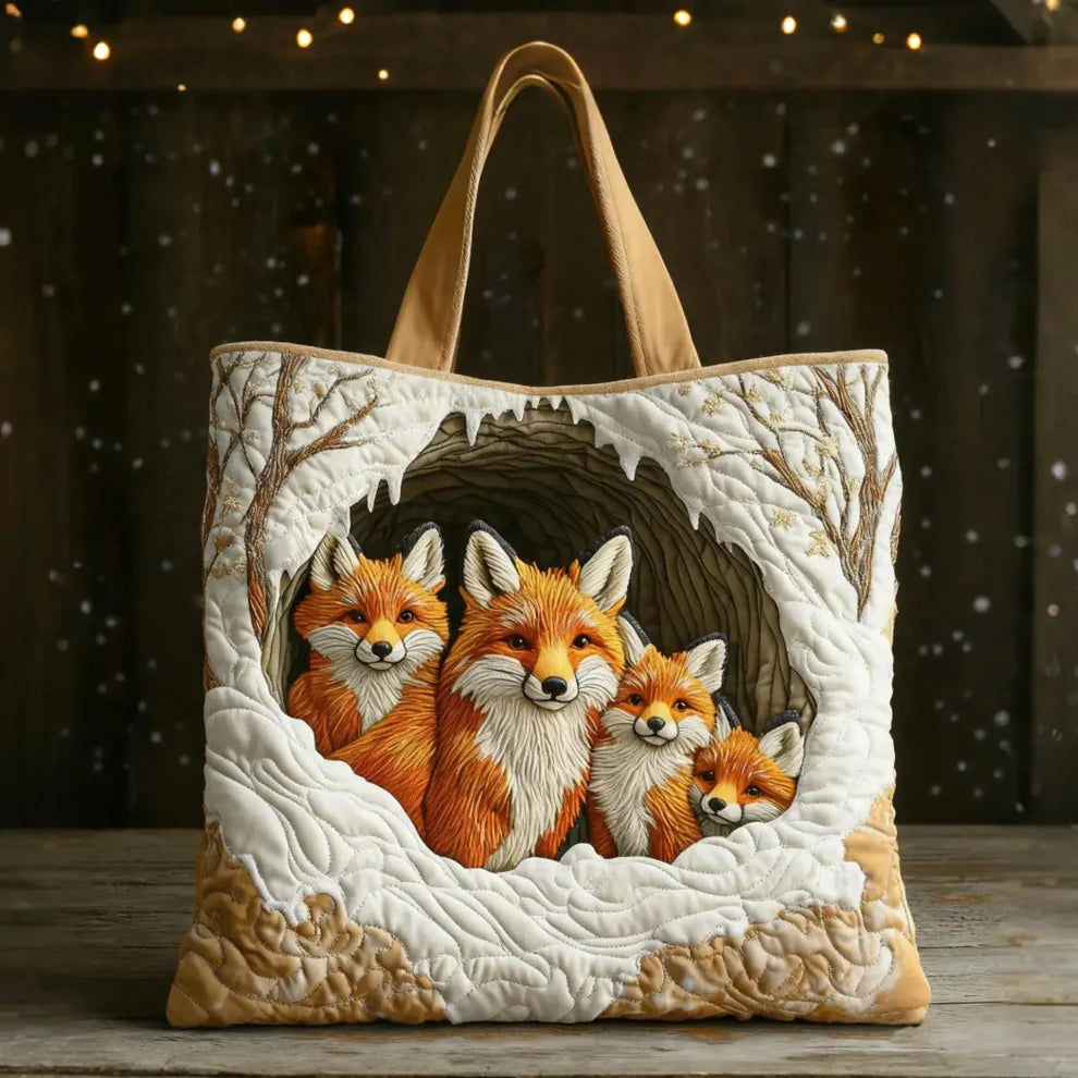 Famille de renards douillets | Sac bandoulière fait main au design matelassé