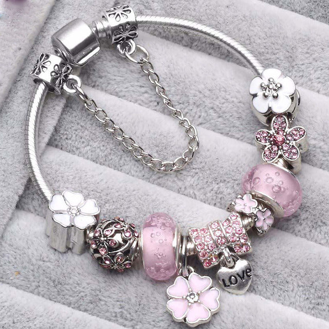 Rosa Vintage Silberarmband