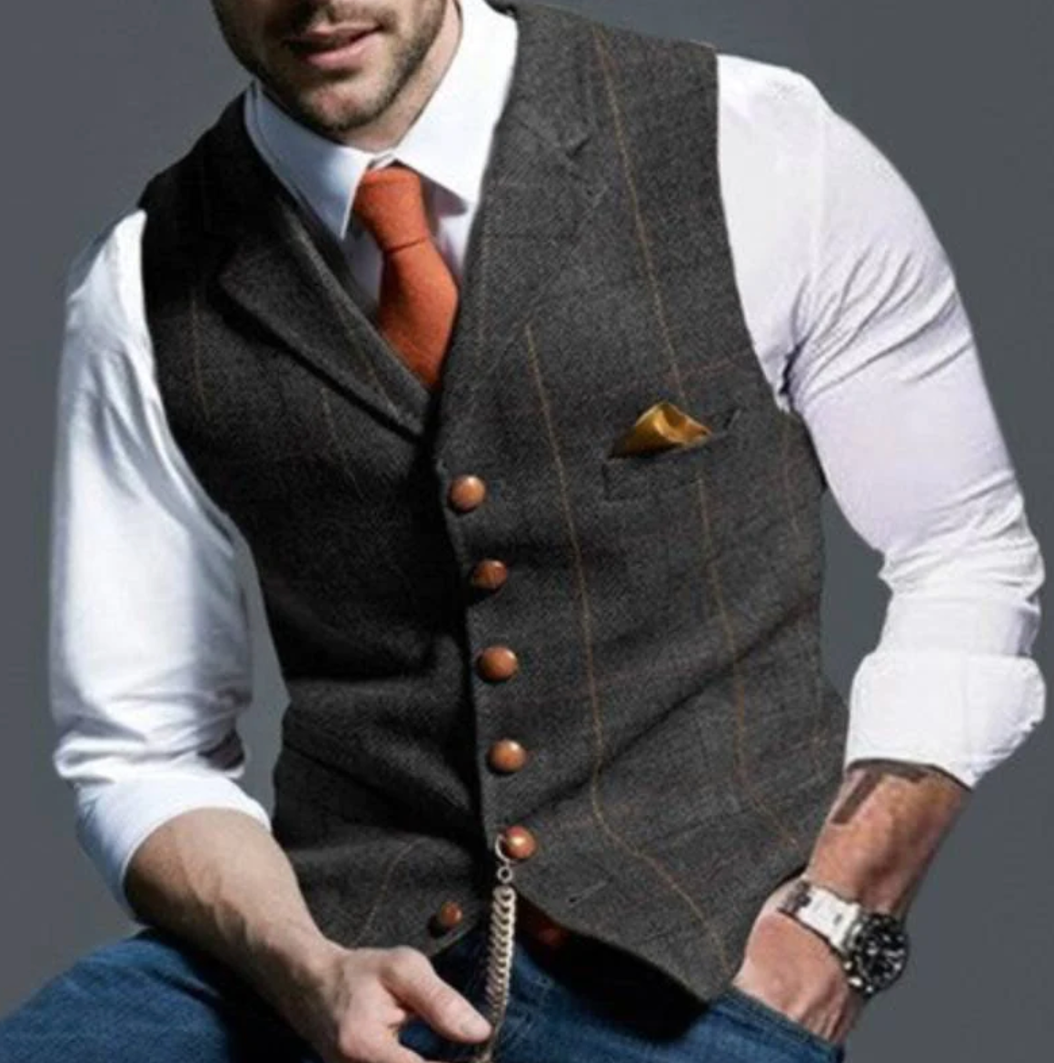 Vincenzo – Gilet élégant en tweed pour homme