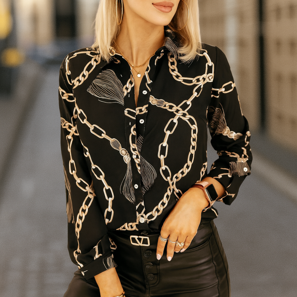 Blouse femme Gabriella Elegant couture avec motif maillons de chaîne
