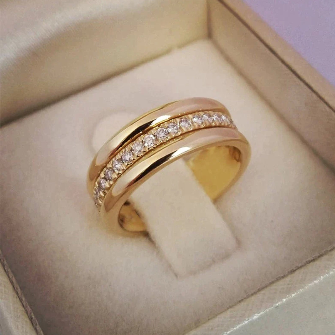 Vintage-Doppelring mit Zirkonia-Einsätzen