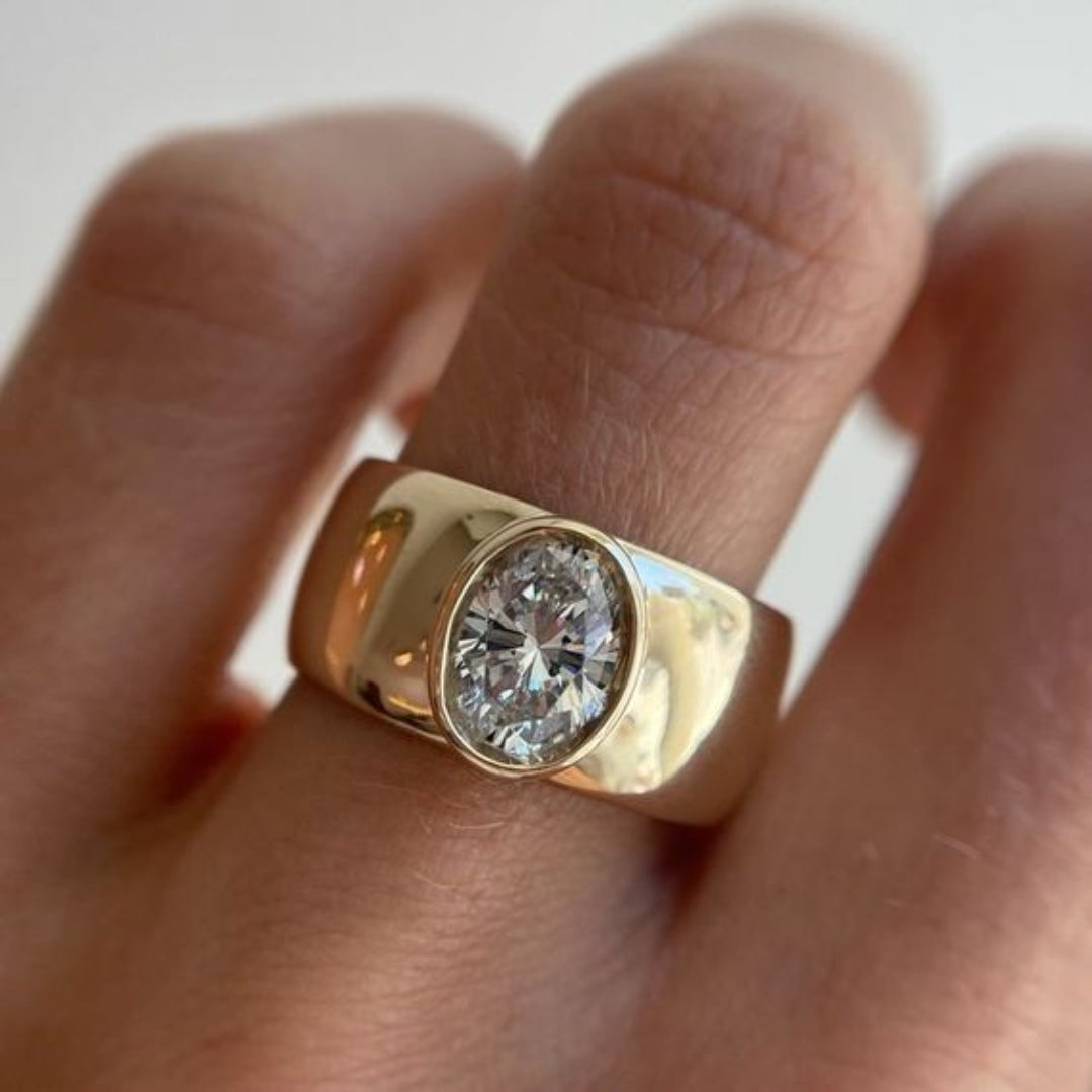 Vintage-Goldring mit Zirkonia-Einlage