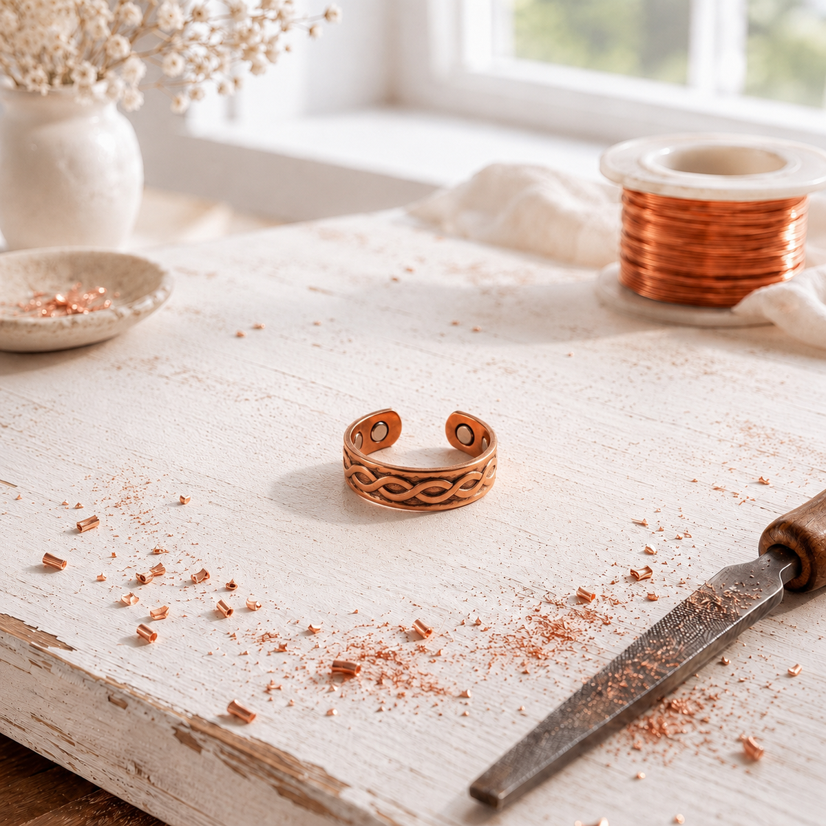 Bague Sprig Rose en cuivre
