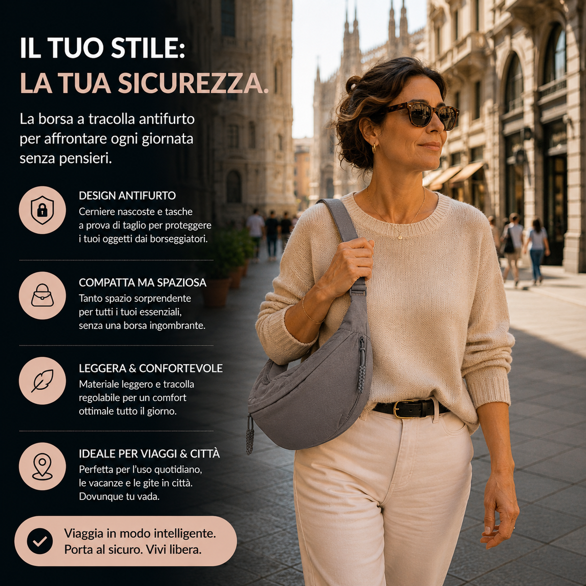 Chiara | Graue Schultertasche