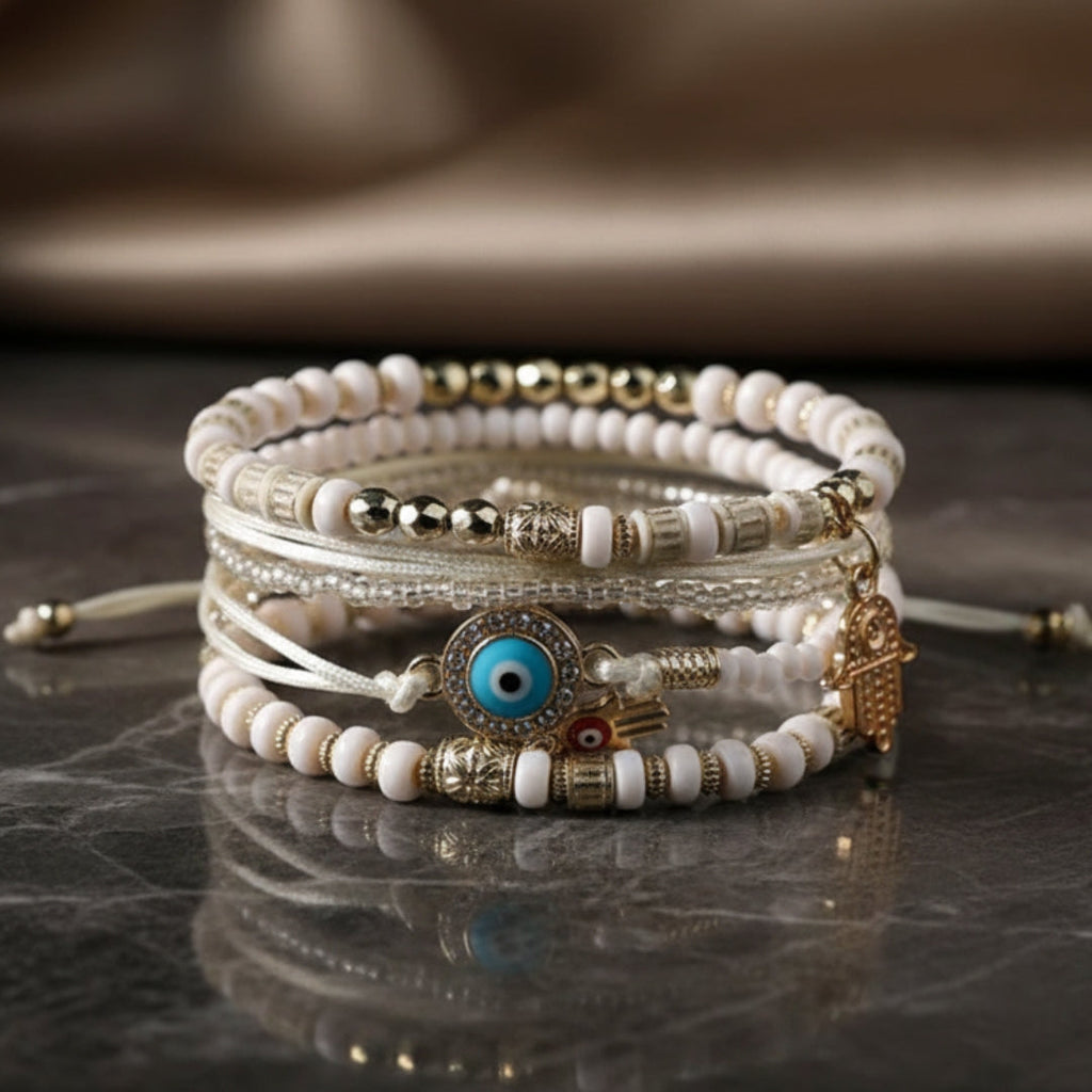 Elegantes Gold-Hamsa-Armband-Set