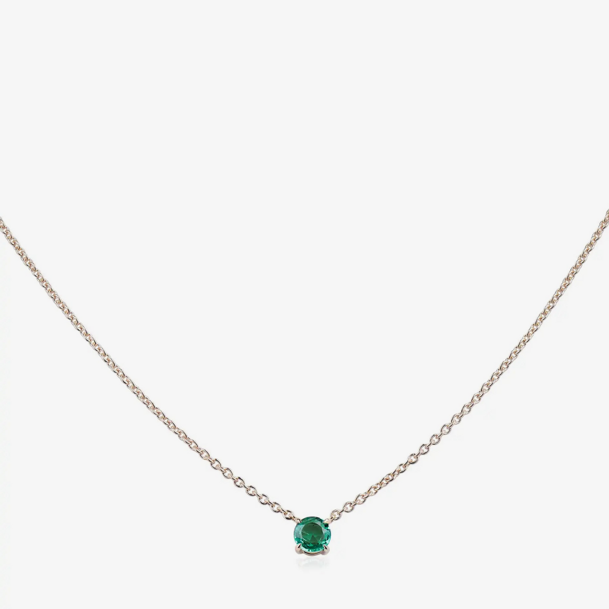Collier Émeraude Ronde en Solitaire