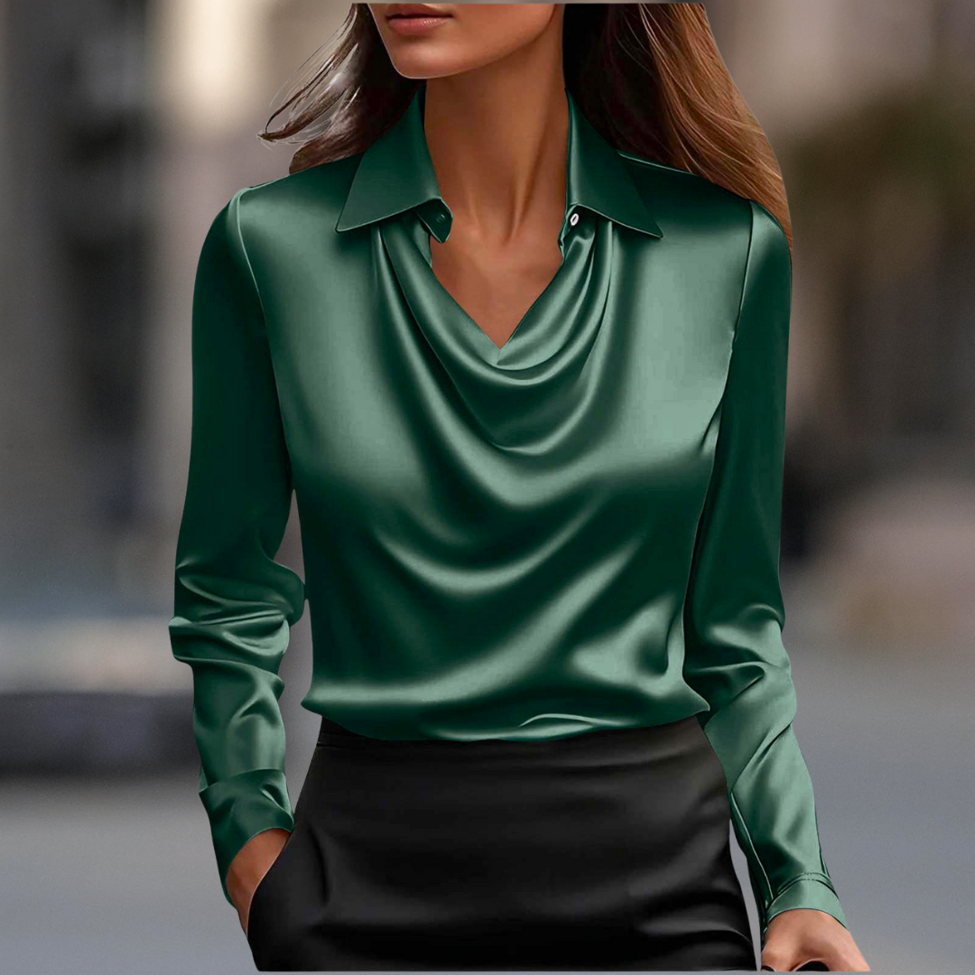 Blouse drapée en satin Milan Chic au fini soyeux