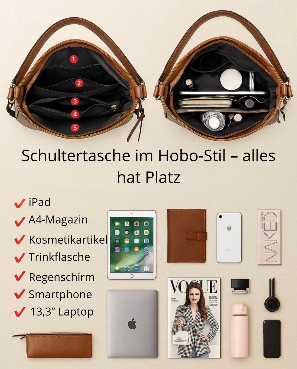 Luxuriöse Leder Hobo Anti-Diebstahl Handtasche
