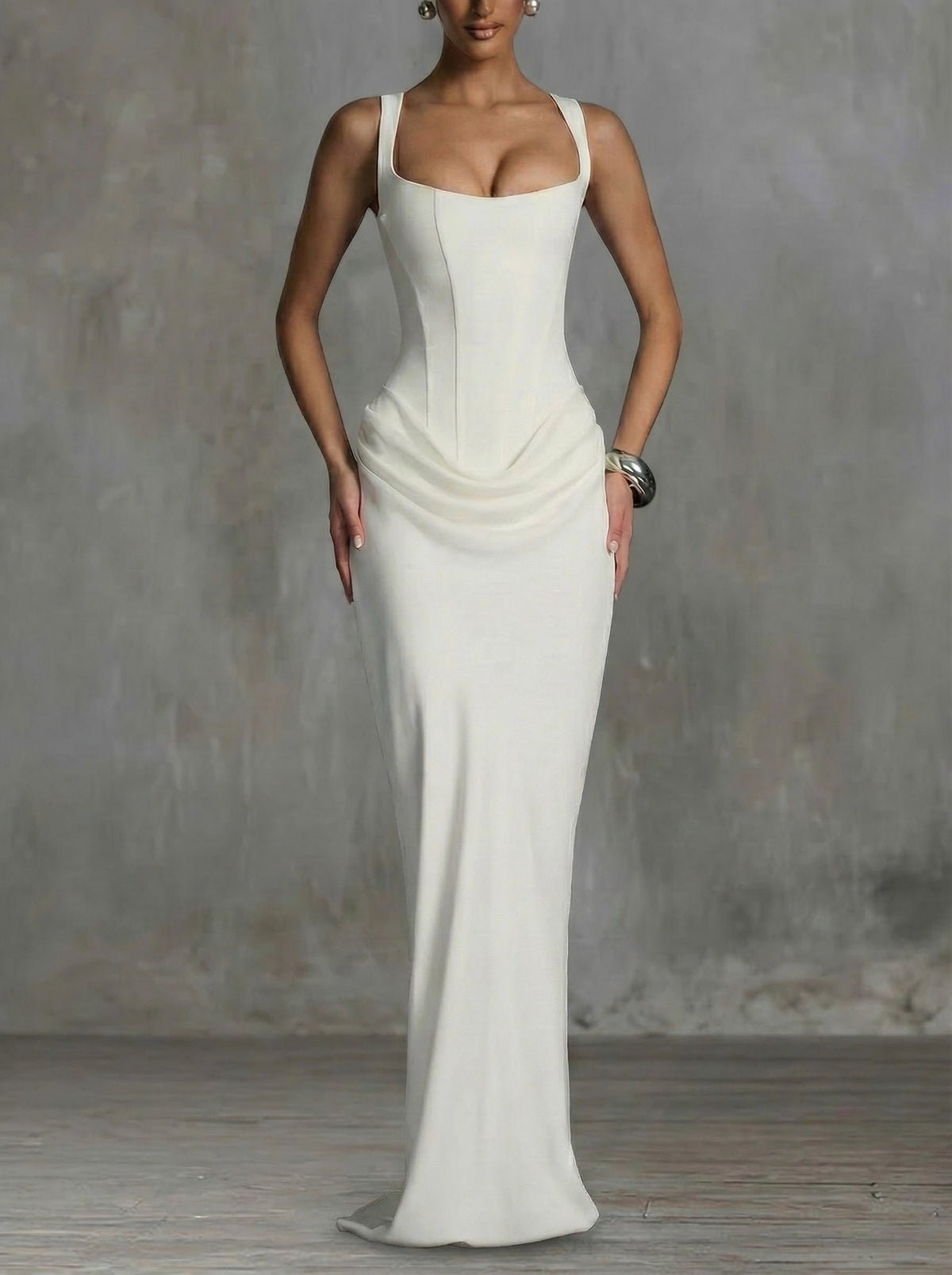 Éléonore | Maxikleid mit eckigem Dekolleté
