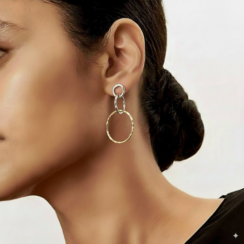 Vintage Creolen-Ohrringe in Gold und Silber