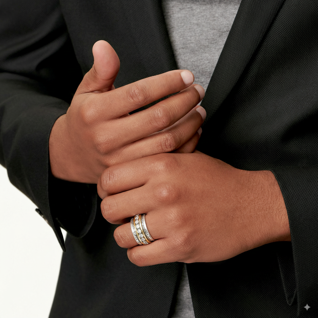 Vintage-Gold-Silber-Ring mit Zirkonia-Steinen