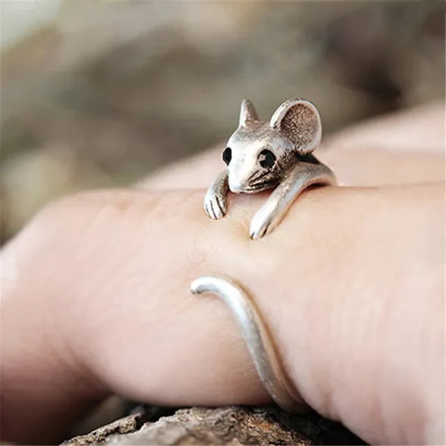 Silberner Vintage-Maus-Ring