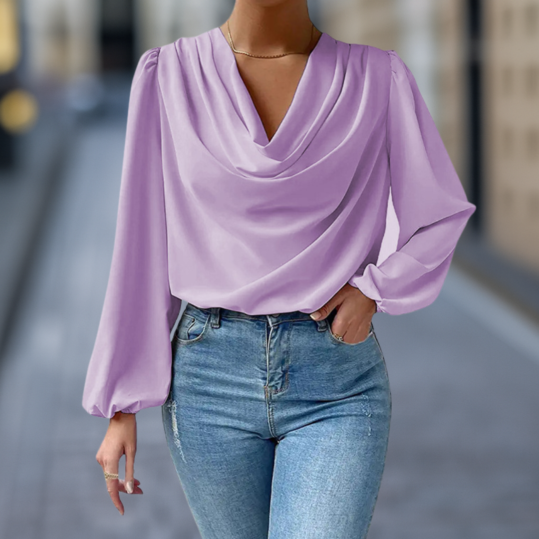 Chemisier drapé élégant Celeste Luxe pour femme
